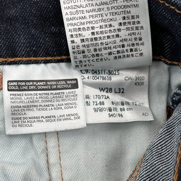 Levi's Premium Lot 511 Big E Nice Dark Blue Denim Jeans Tag 28x32 - Picture 10 of 12